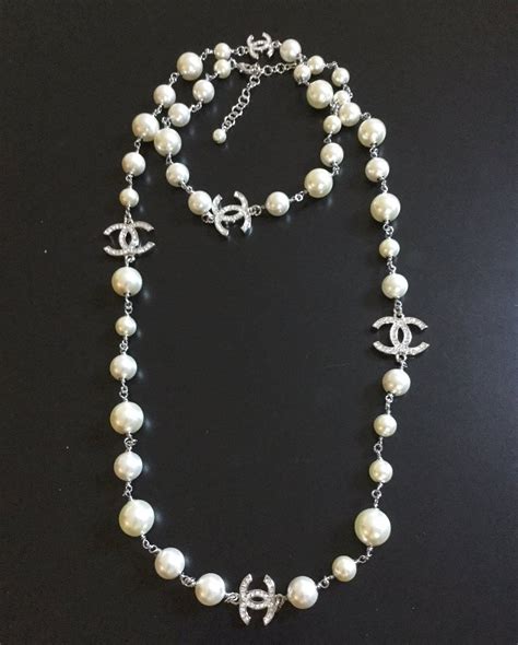 chanel necklace cc silver|cost of Chanel pearl necklace.